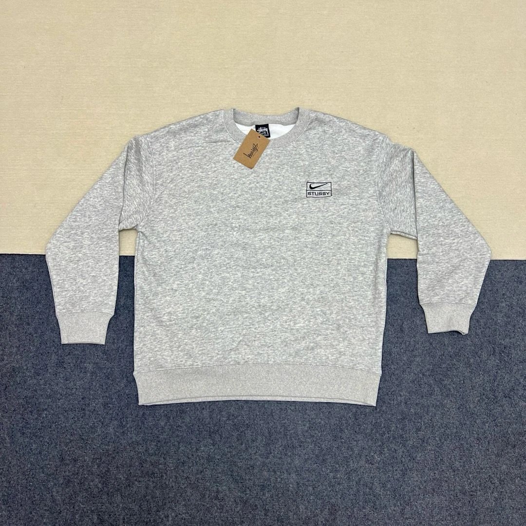 Nike x Stussy Logo Crewneck Sweatshirt Gray - 15