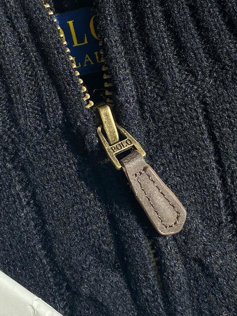 2224 B48 拉链拉夫RL 纯色小马刺绣小麻花提花Polo领翻领女士针织长袖 A95  7 12