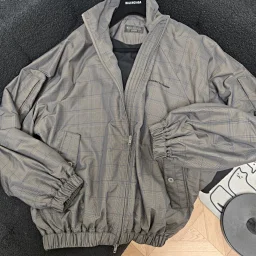 thumbnail for "G9SNKRS" original independent Demna style 25FW plaid stand-up collar Harrington jacket double-layer fleece lining spring and winter transition artifact whole body to plaid!