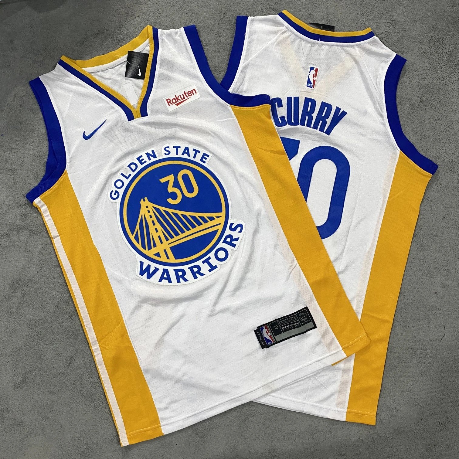 Curry No. 30 Warriors white jersey NBA embroidered basketball vest