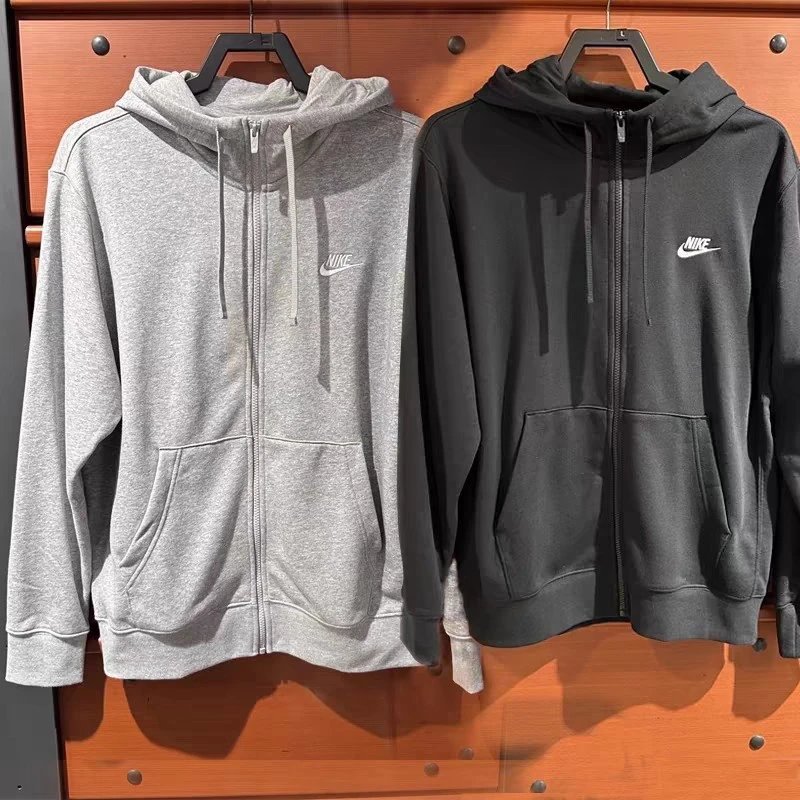 NIKE outerwear men's and women's jackets spring and autumn new style hooded sweatshirt gray knitted sports sweatshirt BV2649/BV2680 long pants set