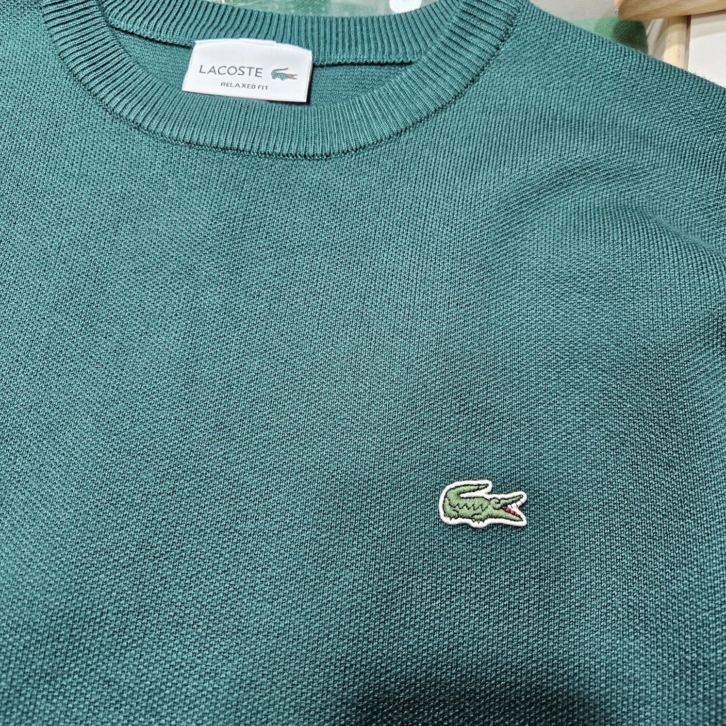 Lacoste Classic Crewneck Knit Sweater Forest Green - 8