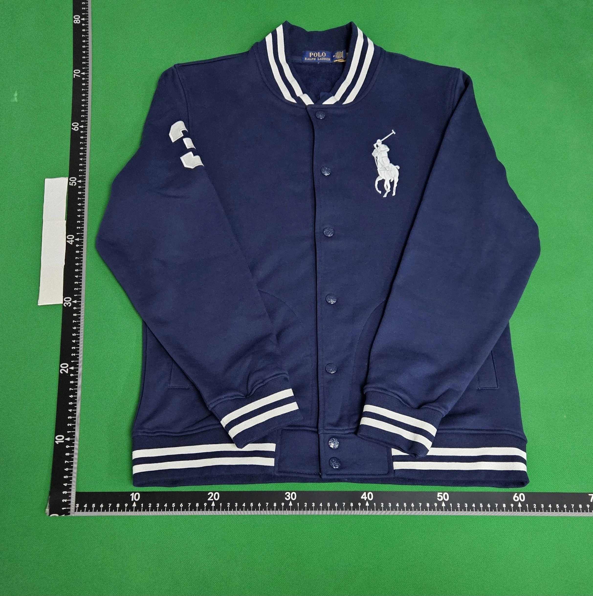 Polo Ralph Lauren Varsity Jacket Navy with White Stripe Trim Outerwear - 21