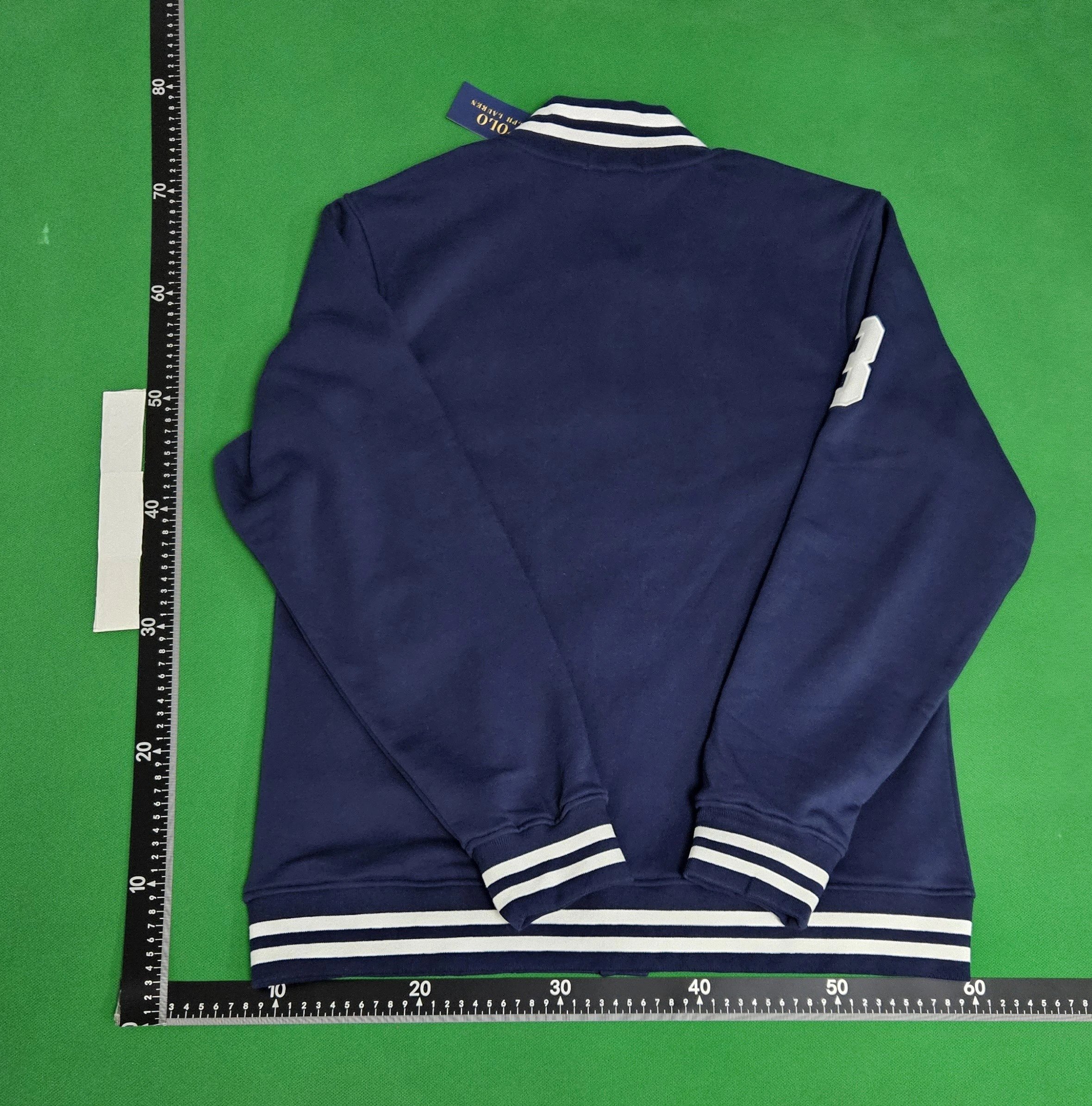Polo Ralph Lauren Varsity Jacket Navy with White Stripe Trim Outerwear - 22