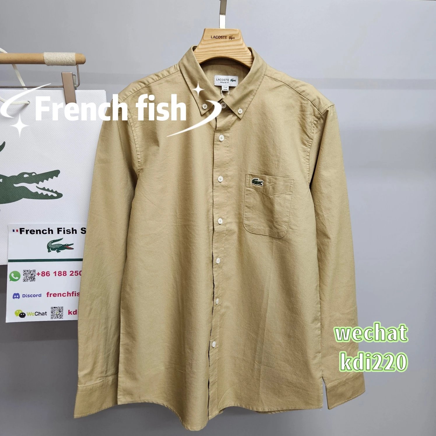 Lacoste Regular Fit Shirt Long-sleeved Beige