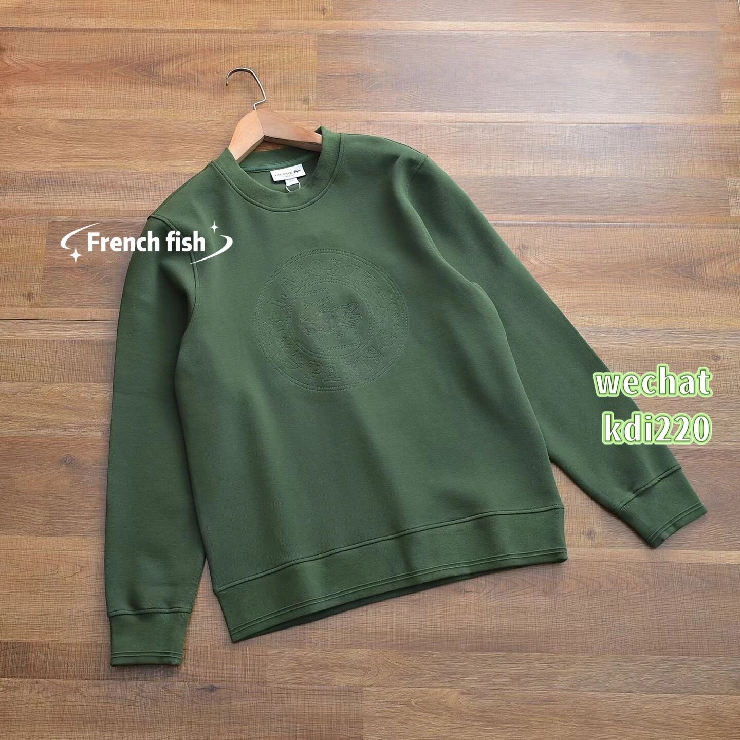 Lacoste Crewneck Sweater Embroidered Crocodile Logo Green