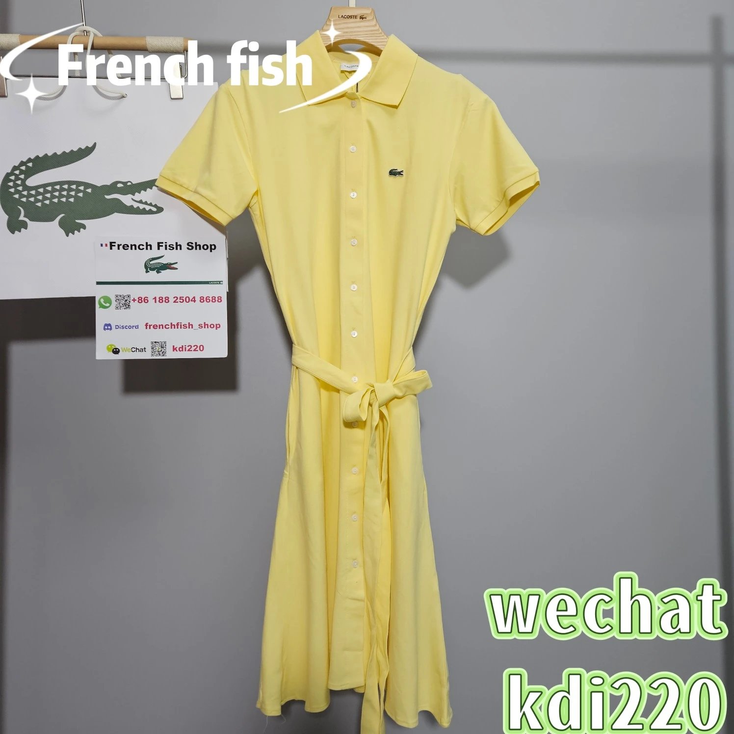 Lacoste Shirt Belted Pique Polo Dress Yellow