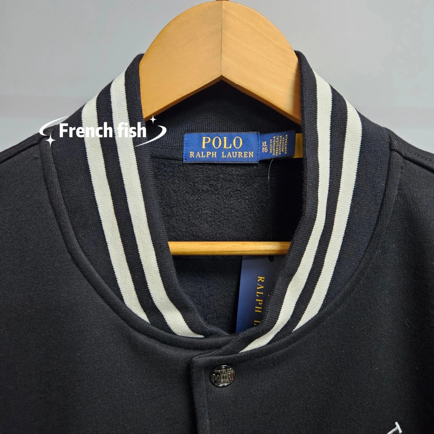 Polo Ralph Lauren Varsity Jacket Navy with White Stripe Trim Outerwear - 11