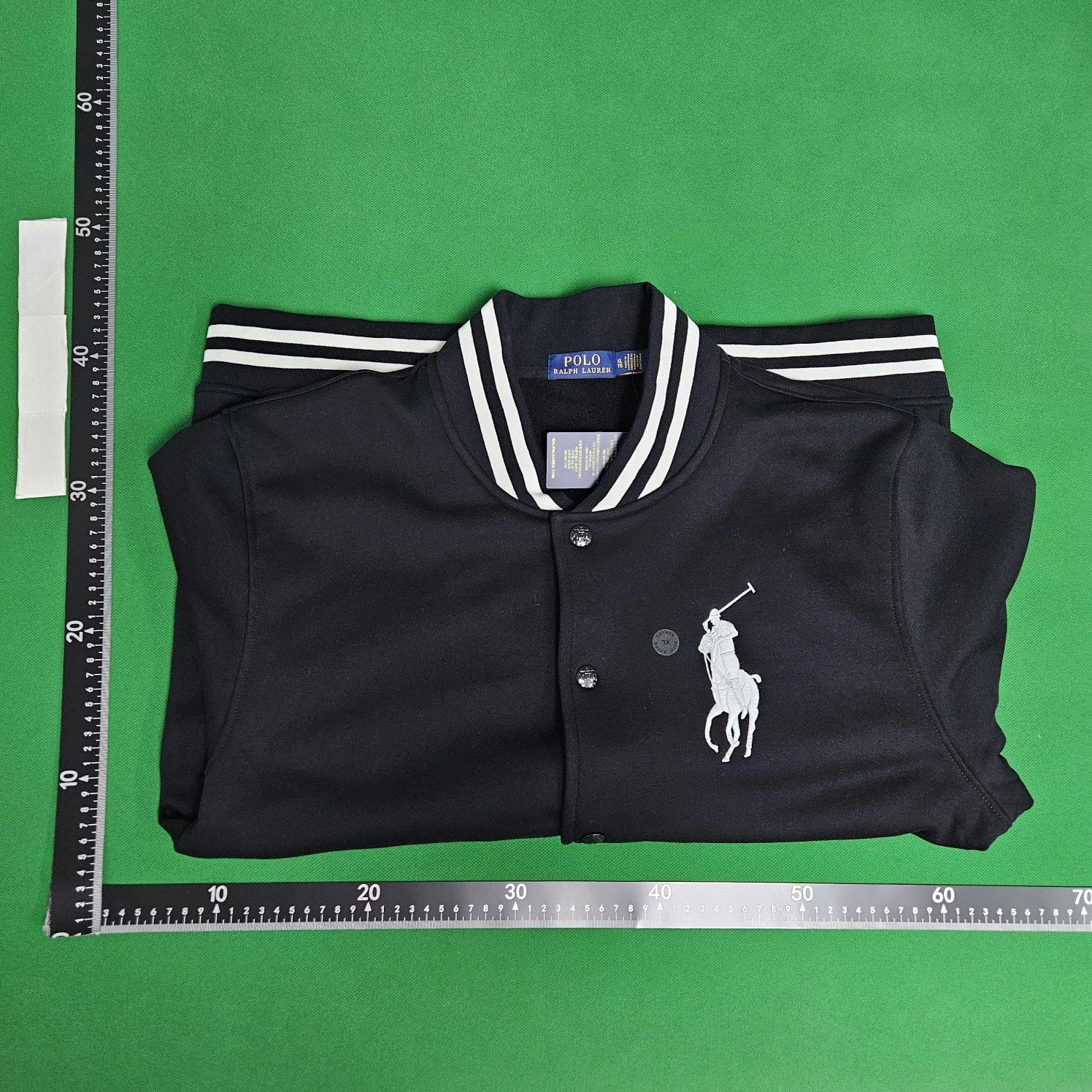 Polo Ralph Lauren Varsity Jacket Navy with White Stripe Trim Outerwear - 23