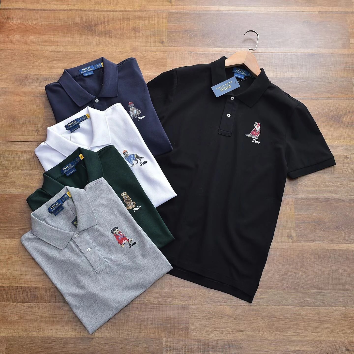 【9/10】RL Men's Pony Embroidered Collar Polo Shirt, Made with Supplied Knitted Cotton Fabric, Featuring Iconic Pony Logo Embroidery on Chest