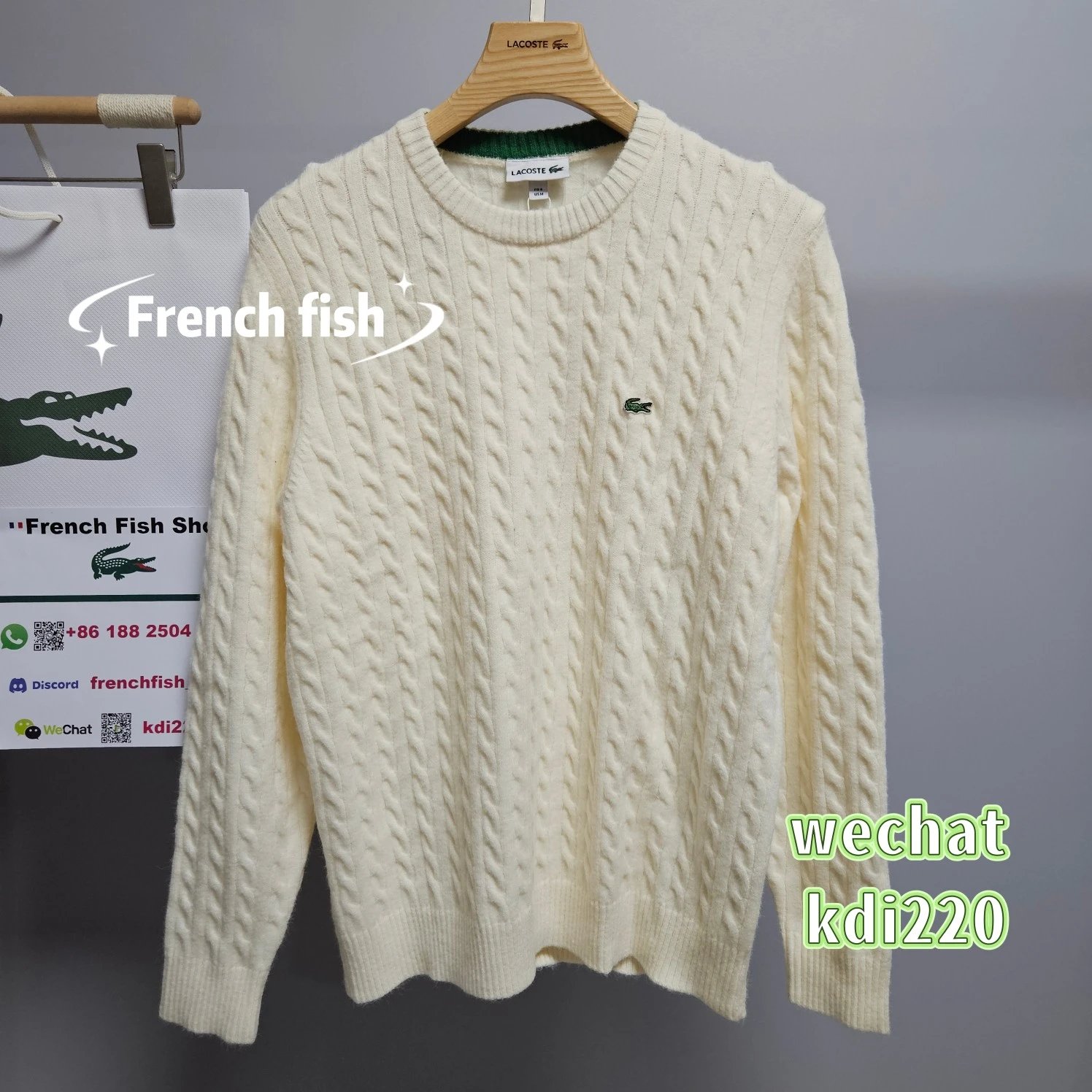 11Cable Knit Carded Wool Crew Neck Sweater