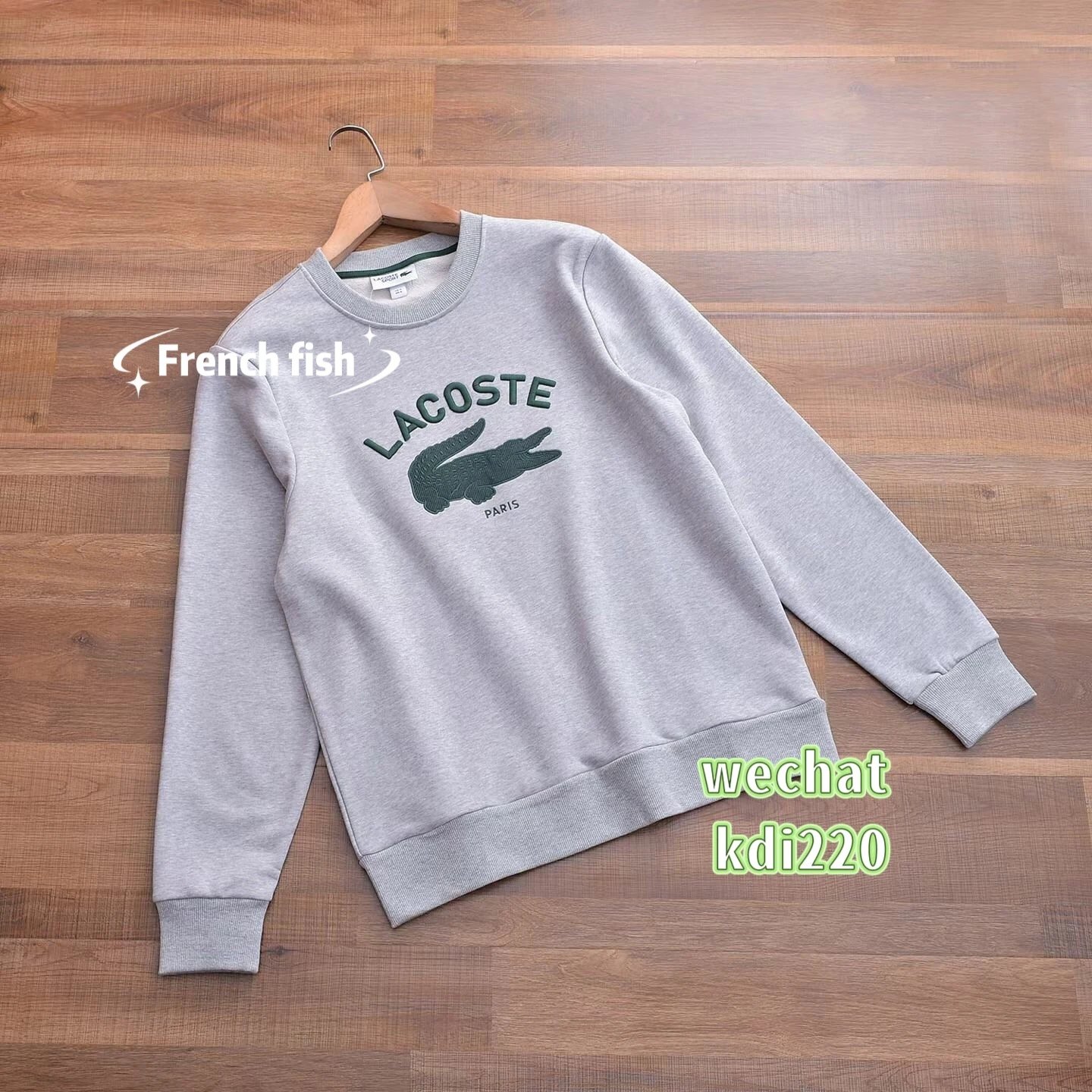 Lacoste Crewneck Sweater Embroidery Crocodile Grey