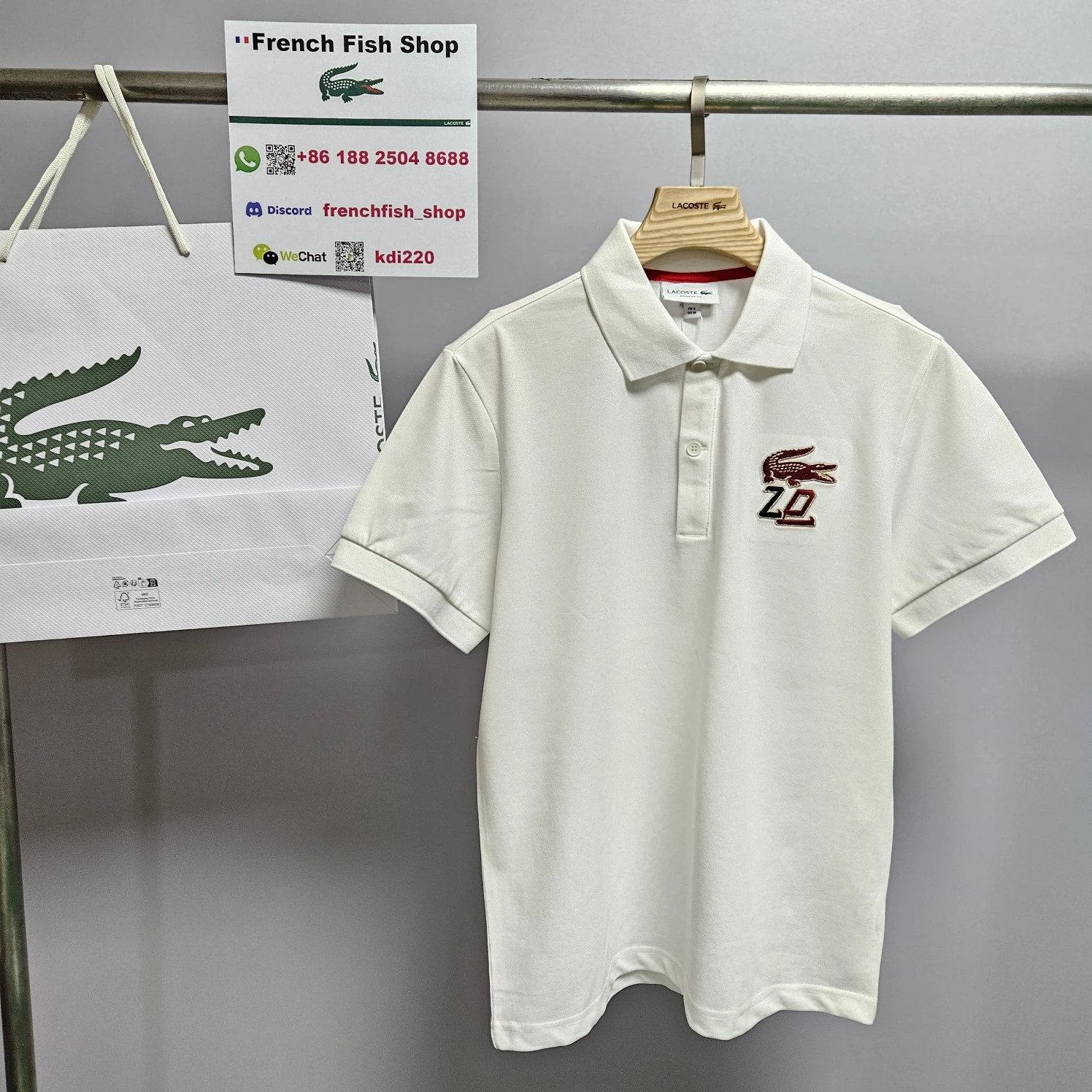 Lacoste Shirt Gold Logo White