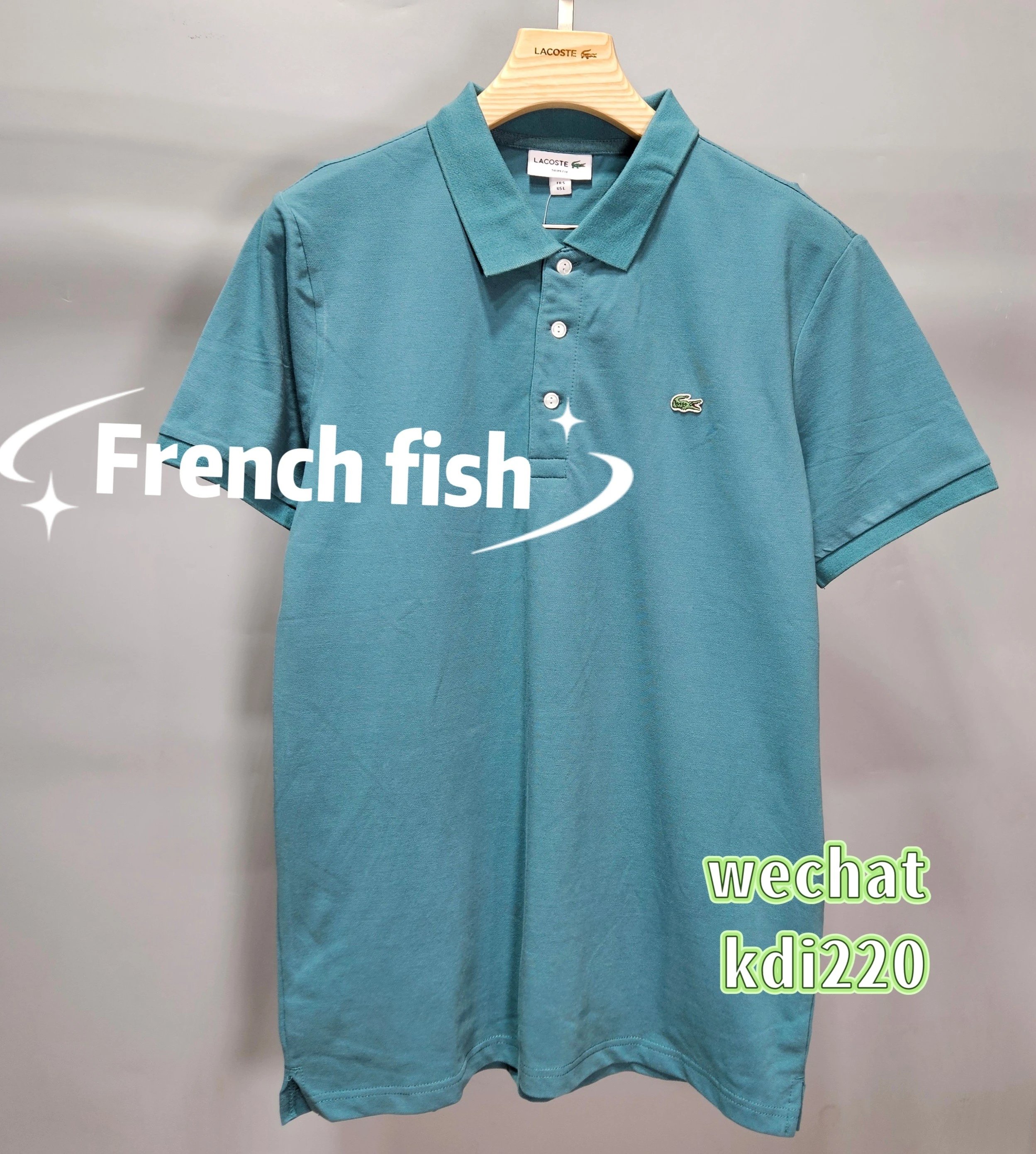 Lacoste Slim Fit Shirt Crocodile Logo Teal