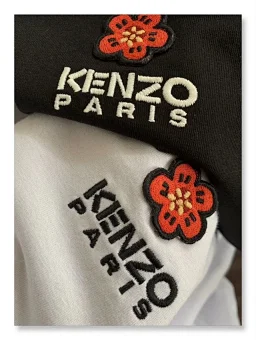 thumbnail for Simple basic model recommendation Whole single processing Original price 89 KENZ Year of the Dragon limited series Begonia flower classic embroidery small label short sleeve male and female couples