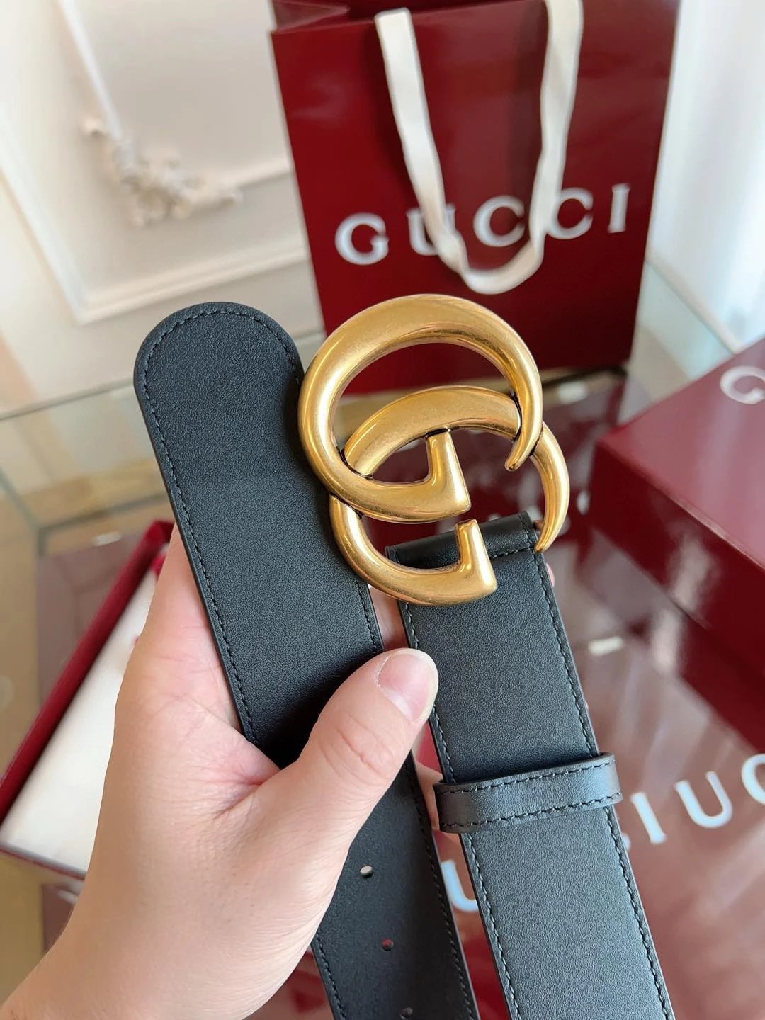 Gucci Belts Leather belt with Double G buckle image 6