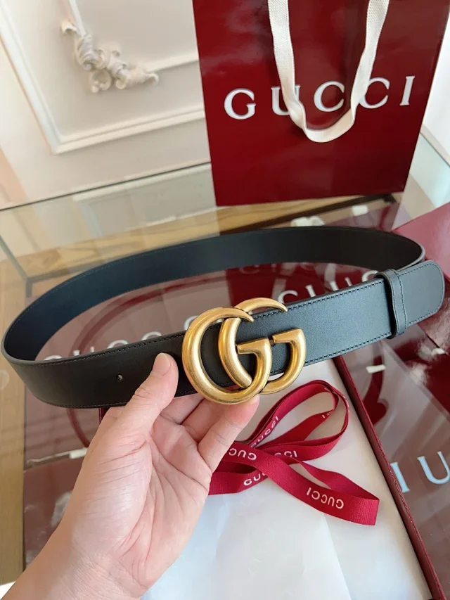 Gucci Belts Leather belt with Double G buckle product detail image 22