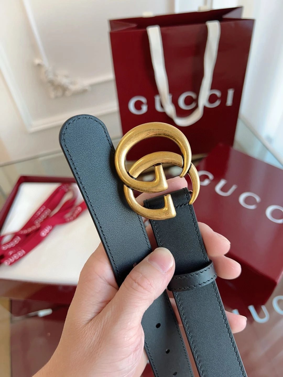 Gucci Belts Leather belt with Double G buckle image 4