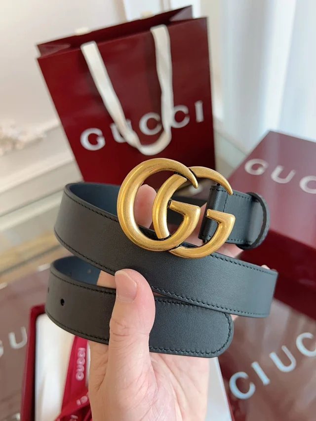 Gucci Belts Leather belt with Double G buckle product detail image 11