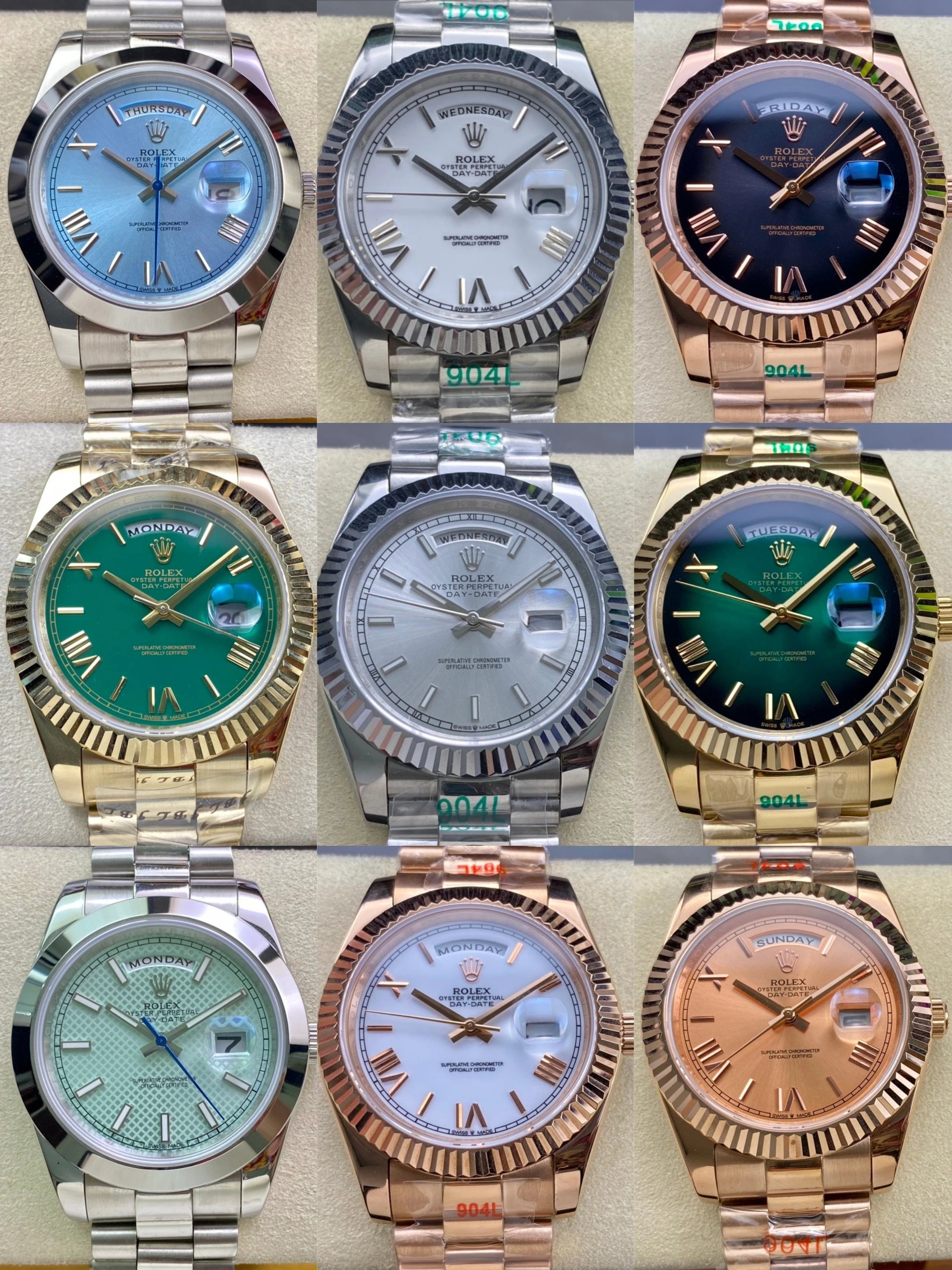 Multiple color schemes and 2 sizes of steel strap watches Rolex fully automatic mechanical watch dual calendar mechanical watch 40mm 36mm men's watch men's watch DD week calendar series diary series