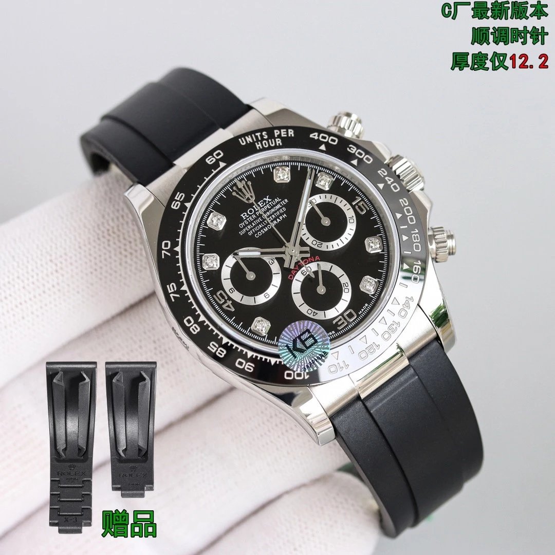 Silver Case Black Dial · Diamond Indices