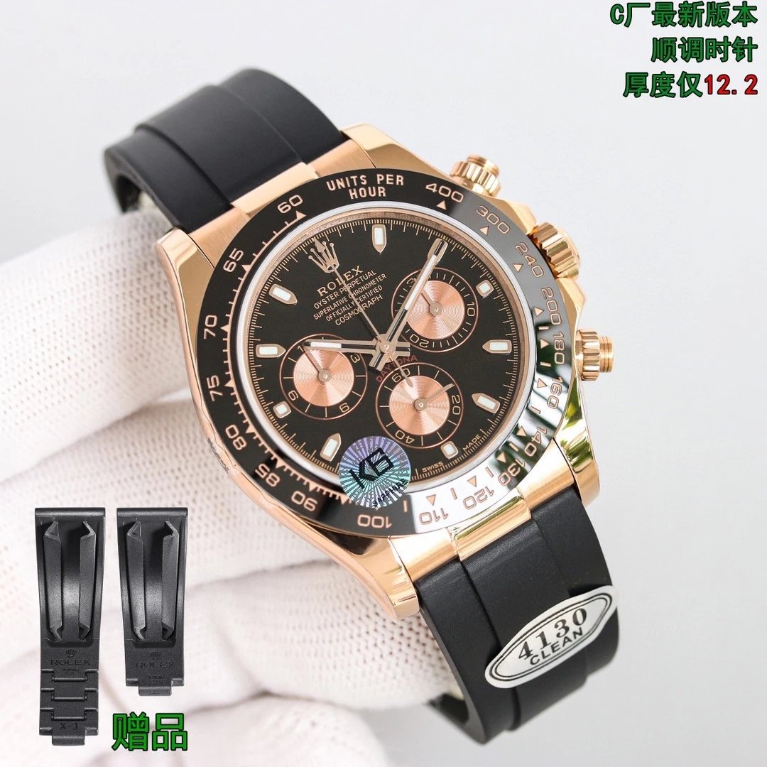 Rose Gold · Black Dial