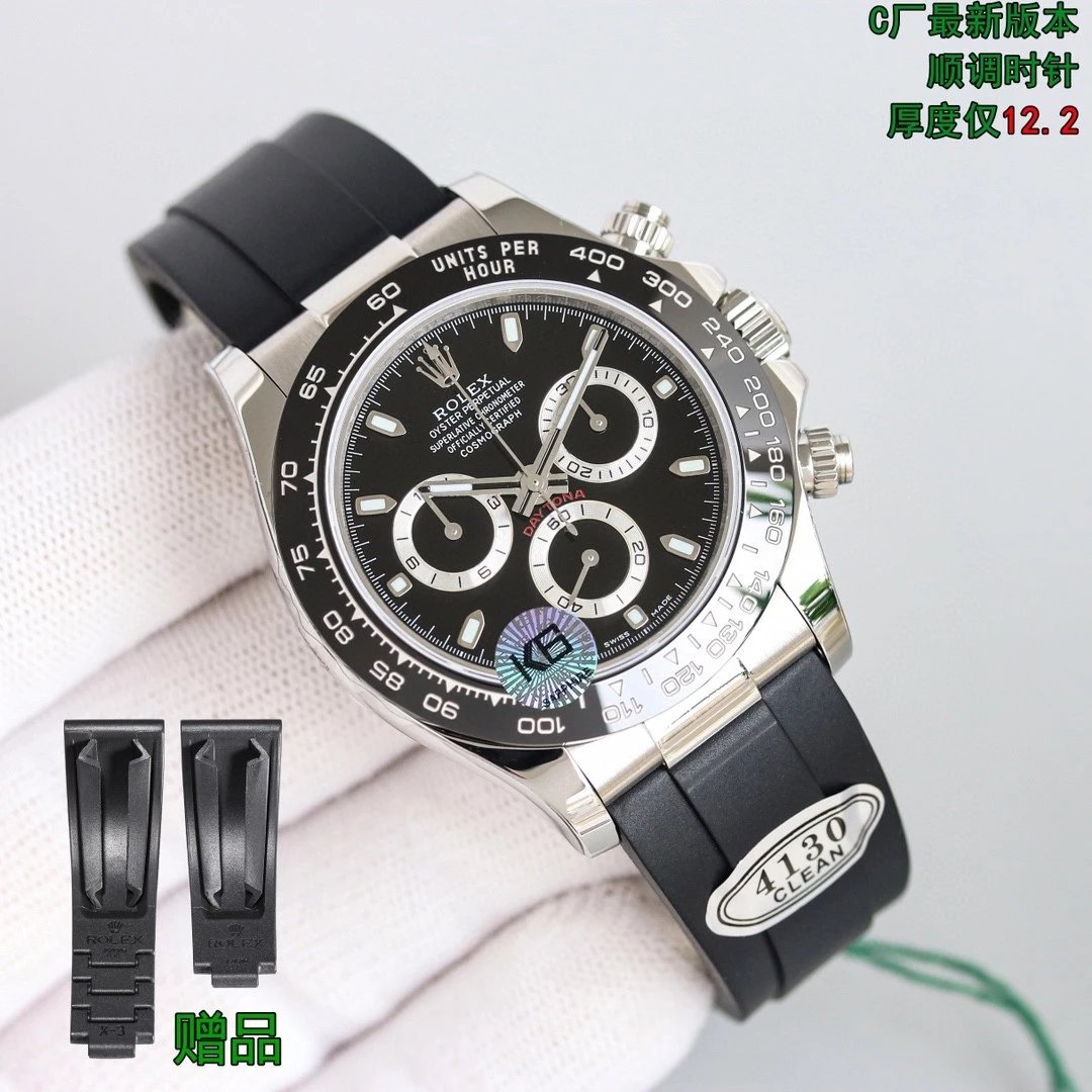Silver Case Black Dial · Stick Indices