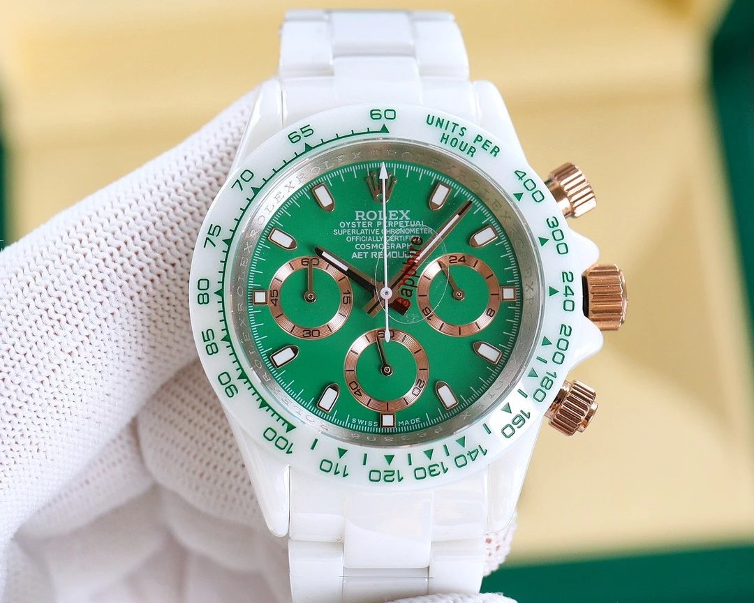 5 Colorways Ceramic Case & Bracelet Japan VK Chronograph Quartz Movement AET REMOULD Custom Watch Company Style Rolex Chronograph Quartz Watch No-Date Quartz Watch 40mm Men's Women's Unisex Watch Ceramic Daytona Daytona Collection Cosmograph Daytona Series