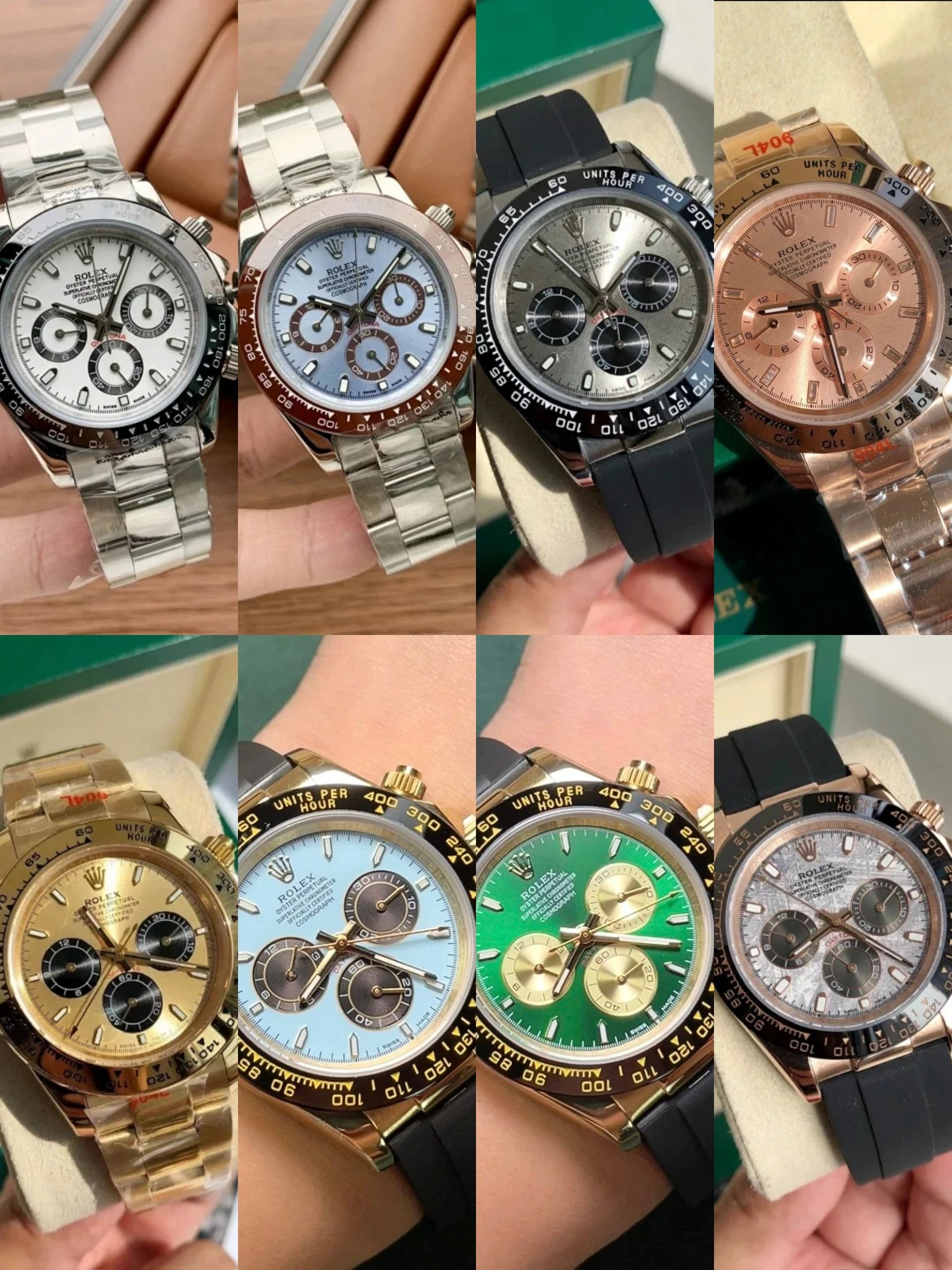 Multi color Tiffany Blue New Green Gold Decathlon Blue Red Magic Panda Cement Grey Meteorite Face Yuwen Le Tape Steel Belt Watch Rolex Fully Automatic Mechanical Watch No Calendar Mechanical Watch 40mm Men's Watch Cosmometer Style Daytona Series Daytona Series