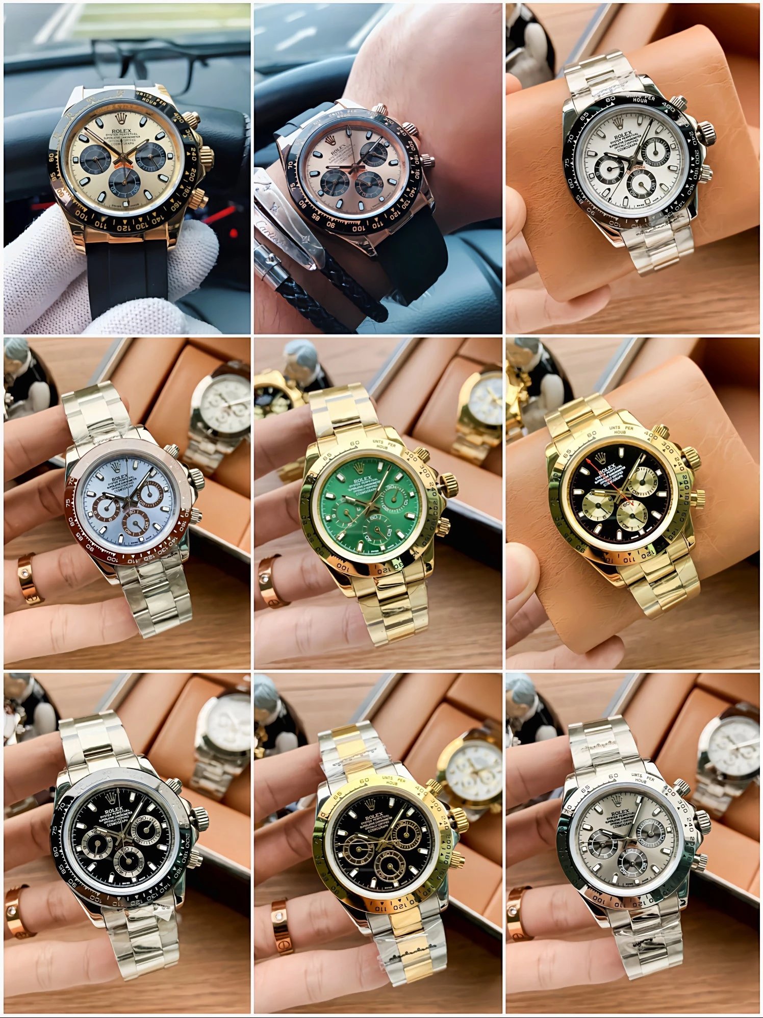 Full Color Green Gold Di Ice Blue Di Panda Di Cement Gray Meteorite Face Yuwen Le Rolex Mechanical Watch No Calendar Mechanical Watch Steel Belt Belt Watch 40mm Men's Watch Cosmometer Type Daytona Series