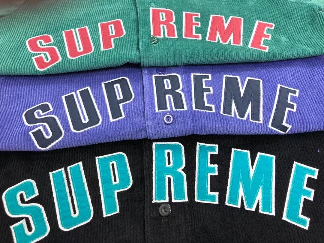 Supreme Corduroy Baseball Jersey 灯芯绒短袖棒球衫衬衫18SS