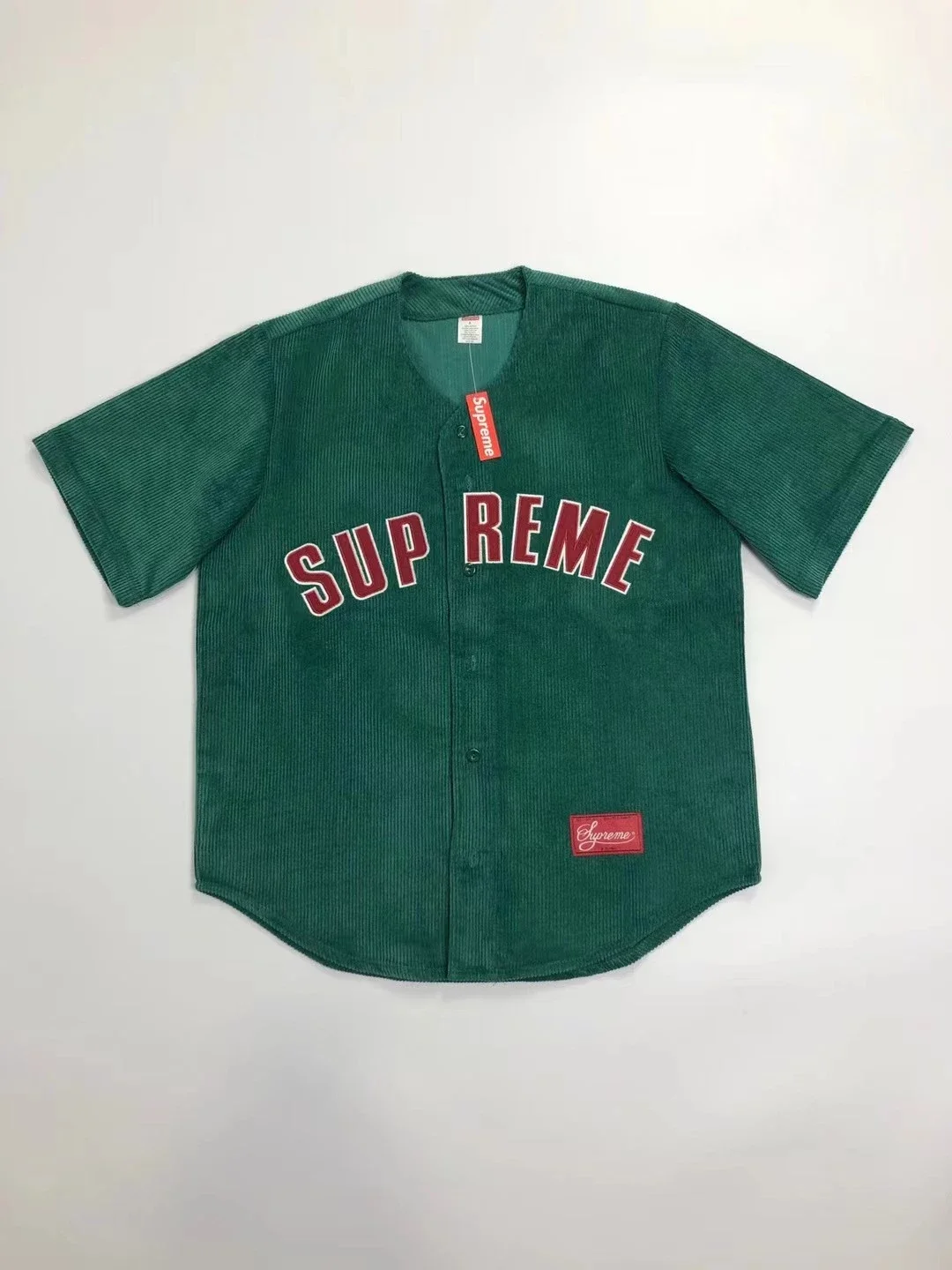 Supreme Corduroy Baseball Jersey 灯芯绒短袖棒球衫衬衫18SS