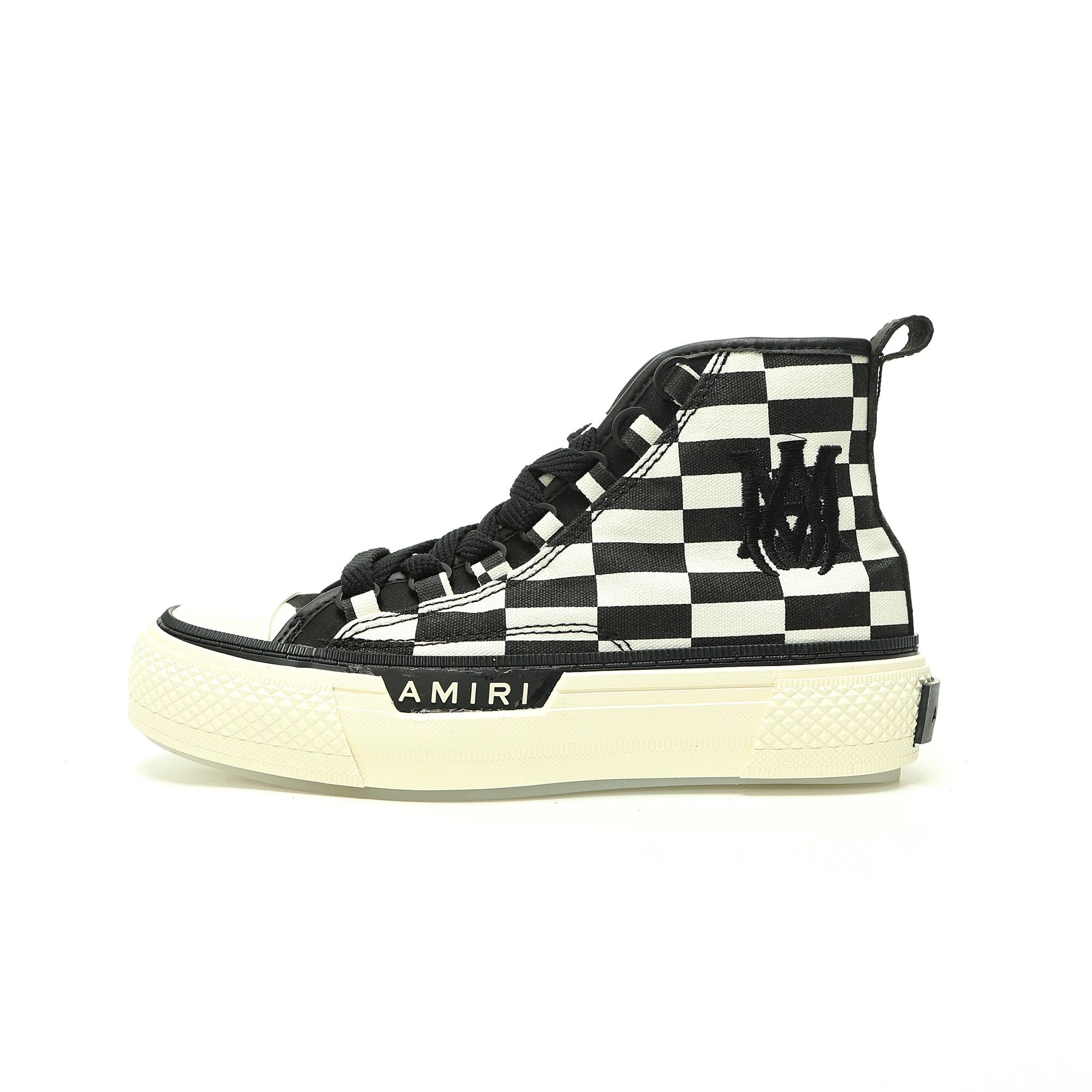 ·埃米尔/Amiri Stars Court High-Top Sneakers 群星系列高帮厚底帆布休闲运动板鞋“黑白斑马条纹”MFS010-111