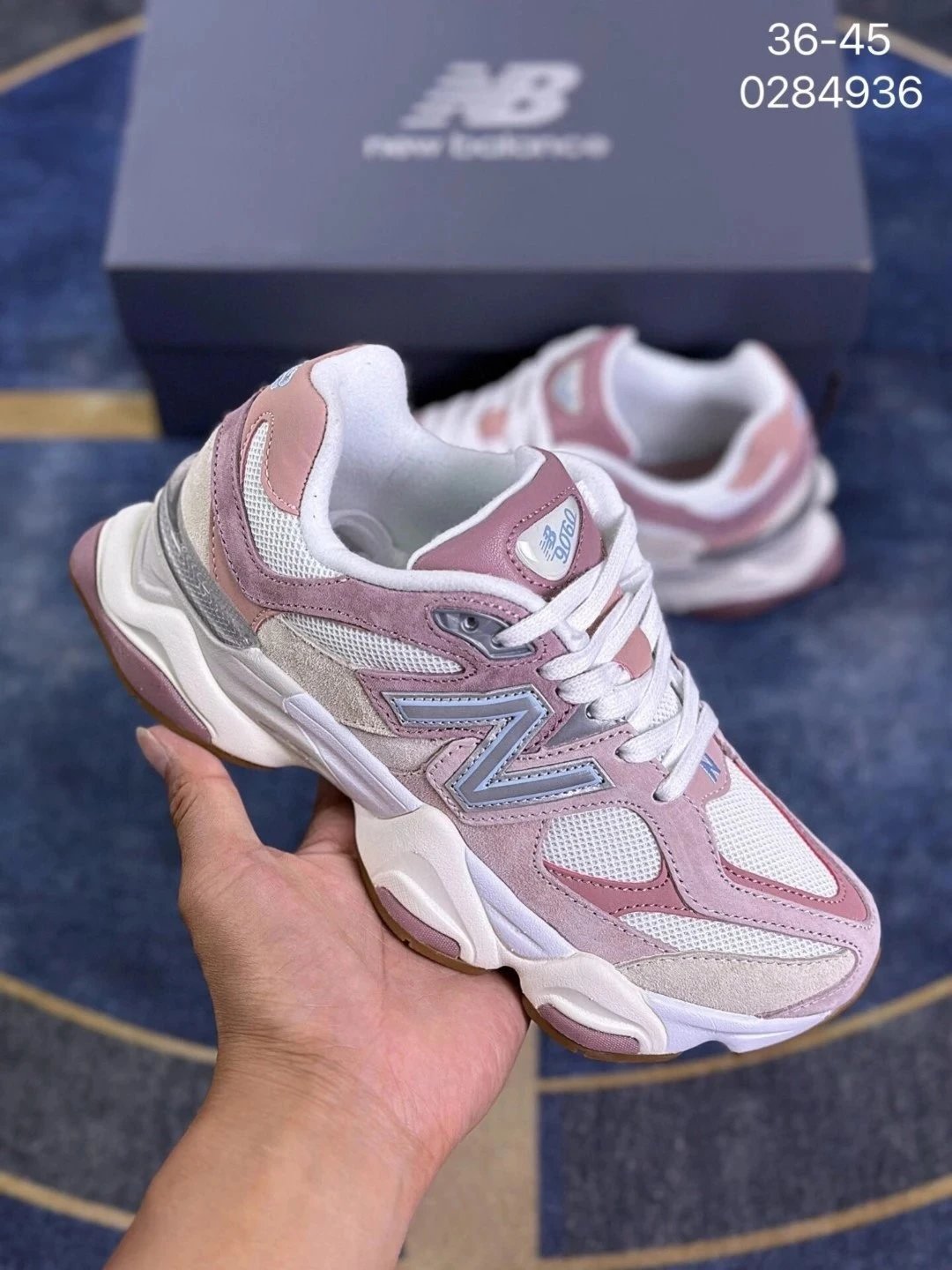 New Balance 9060 Pink and White Chunky Sneakers
