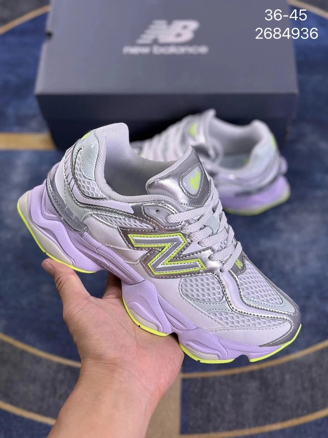 New Balance 9060 Lavender Silver Neon Green Sneakers Chunky Sneakers