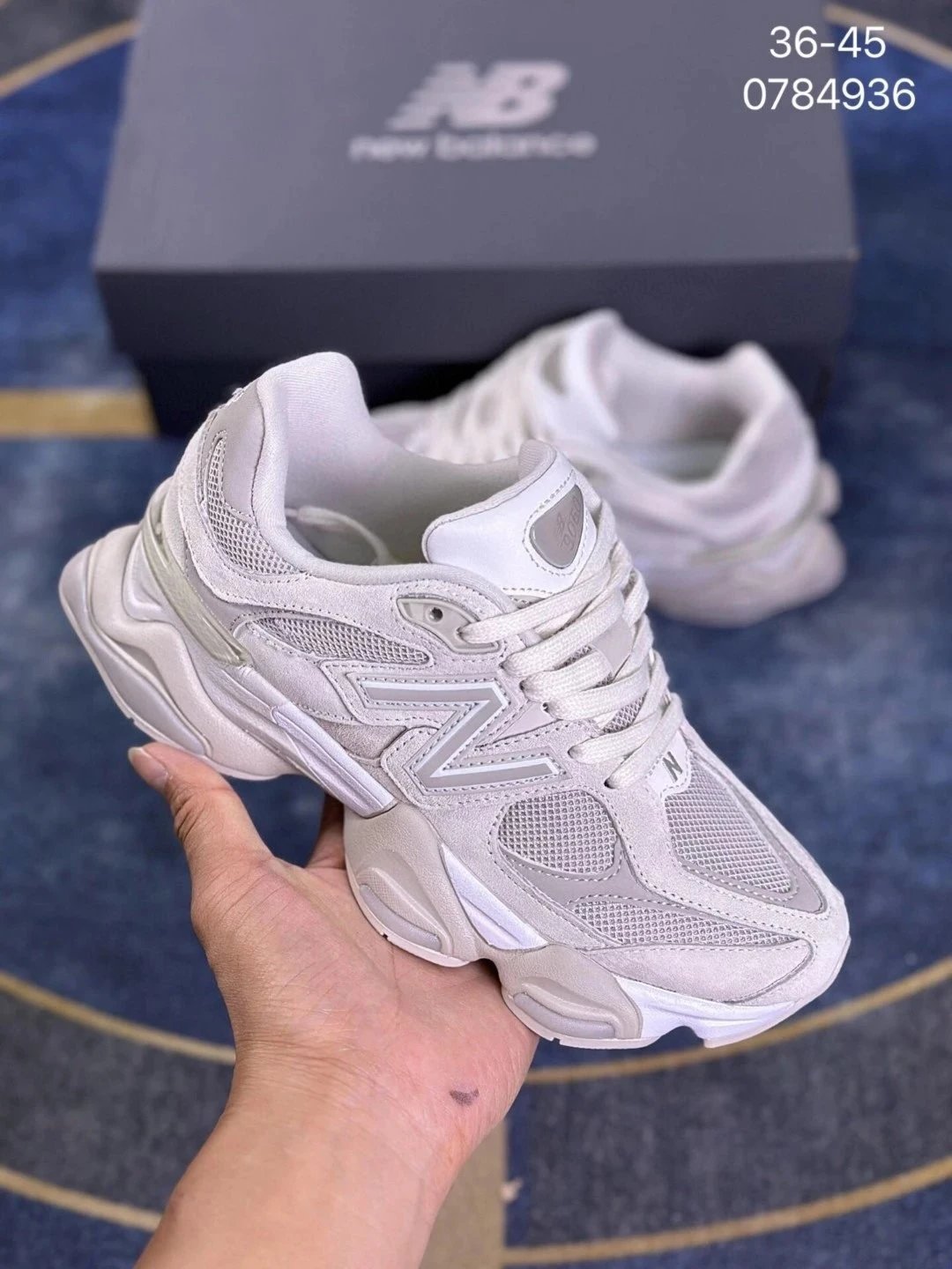 New Balance 9060 White Gray Chunky Sneakers