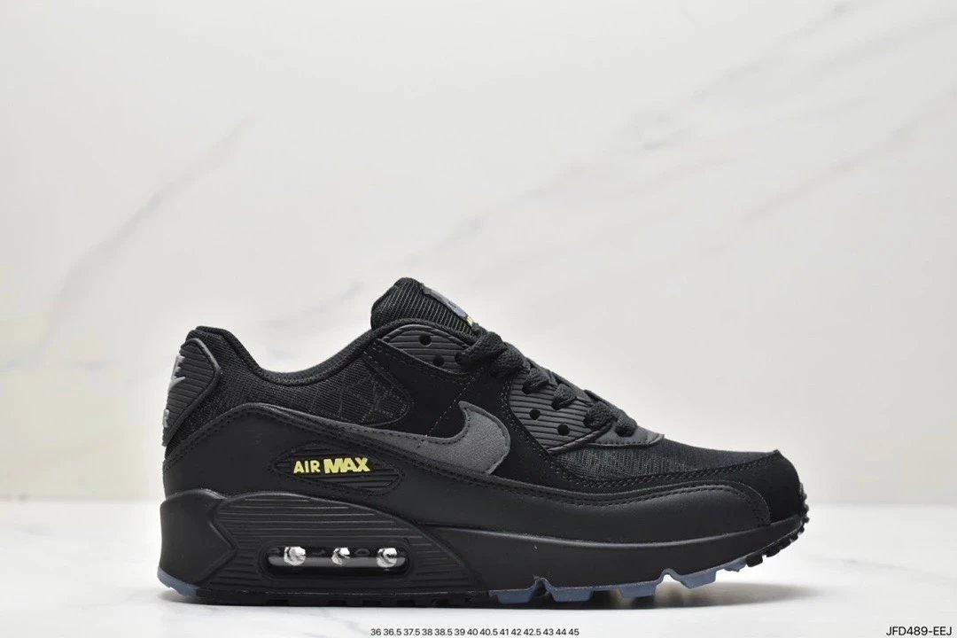 Air Max 90 Spider Web Air Cushion Running Shoes Halloween Retro Sports Shoes Low Top Casual Shoes Men's Shoes Women's Shoes Black and Green DC3892-001
