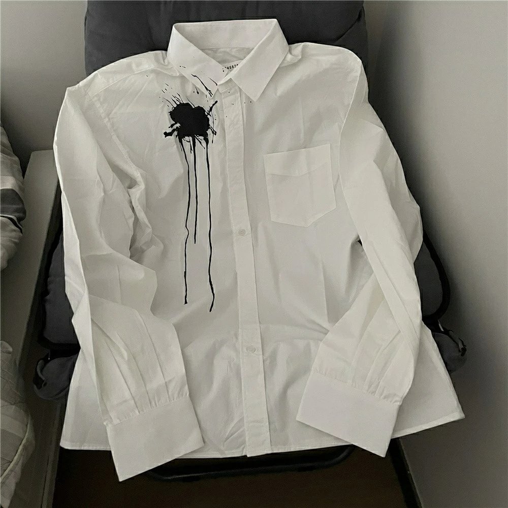 In stock/MARGELA 2004AW Artisanal Handmade Spray Painting Ink Splashing Archive Shirt