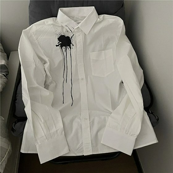 In stock/MARGELA 2004AW Artisanal Handmade Spray Painting Ink Splashing Archive Shirt