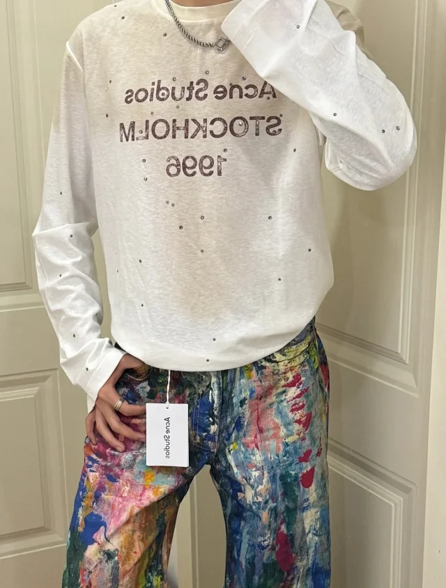 ACN 25SS 春夏新品经典1996烫钻斑驳字母LOGO印花长袖T恤