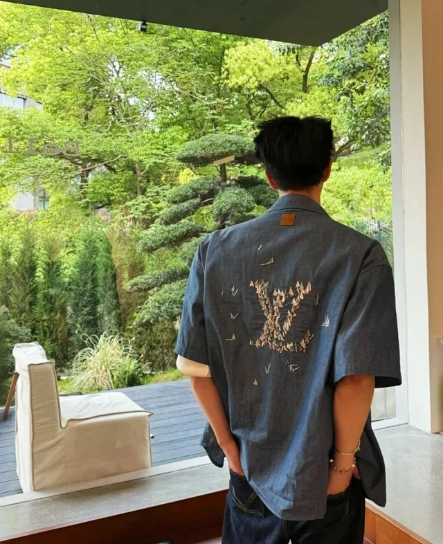 LV 25SS 春夏新品Pharrell菲董秀款Chambray帆船⛵刺绣LOGO薄牛仔短袖牛仔短裤