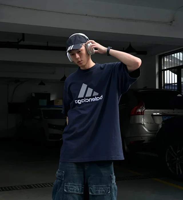 BLCG/巴黎 23SS 世纪联名AD阿迪联名镜像双面穿短袖T恤