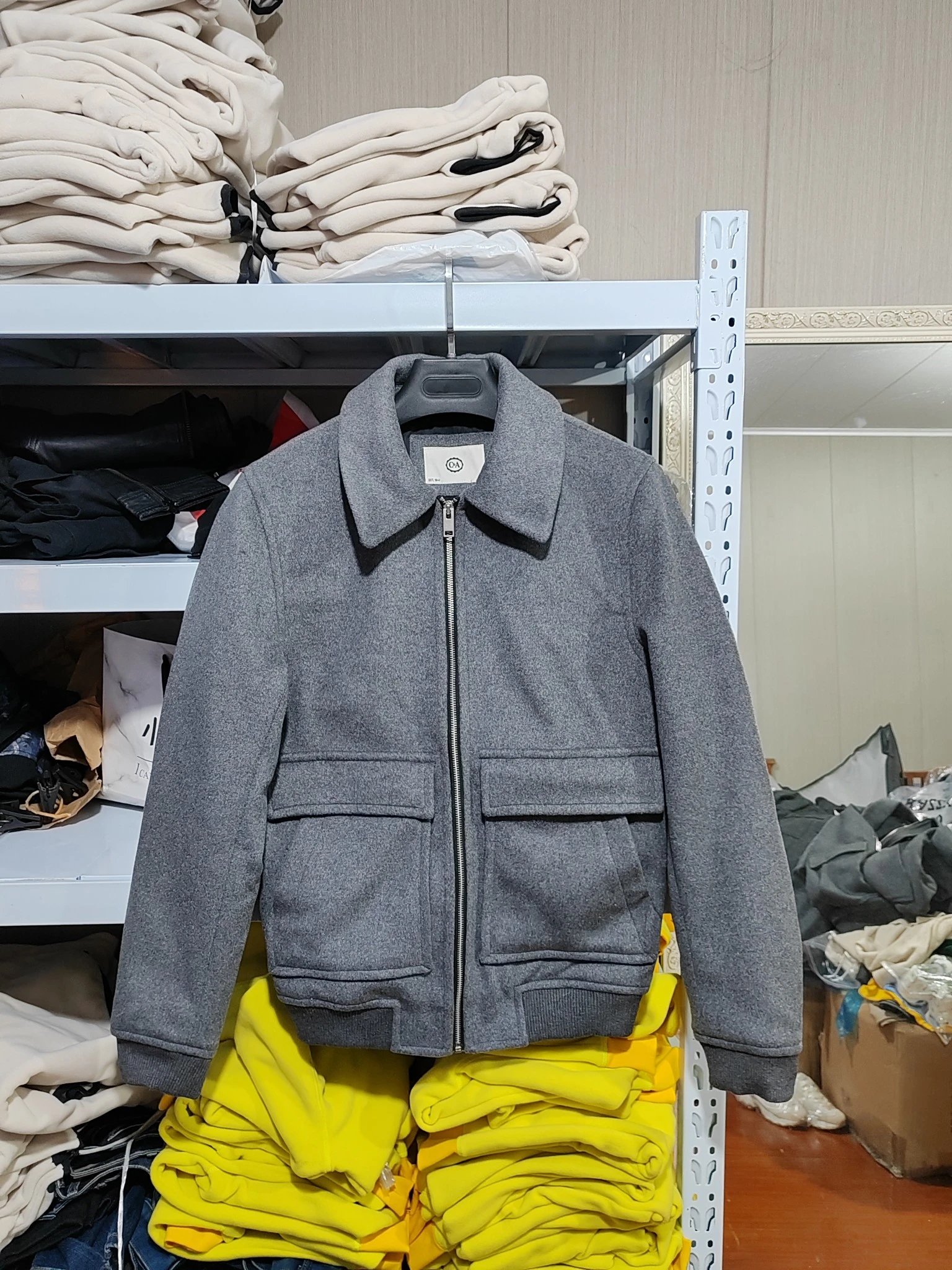 CA Winter Wool Blend Quilted Collar Jacket