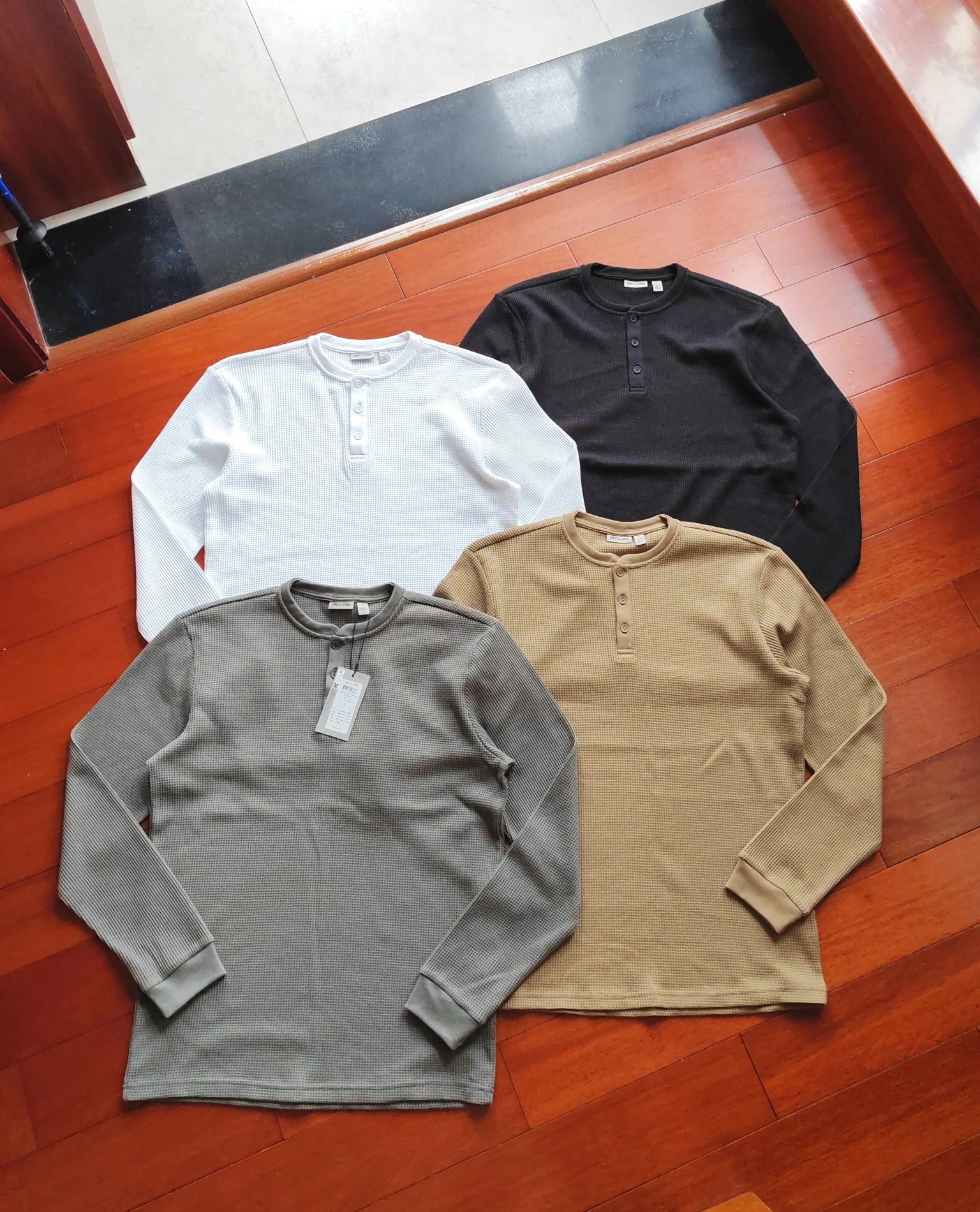 ONLY Waffle Henley Long Sleeve T-Shirt