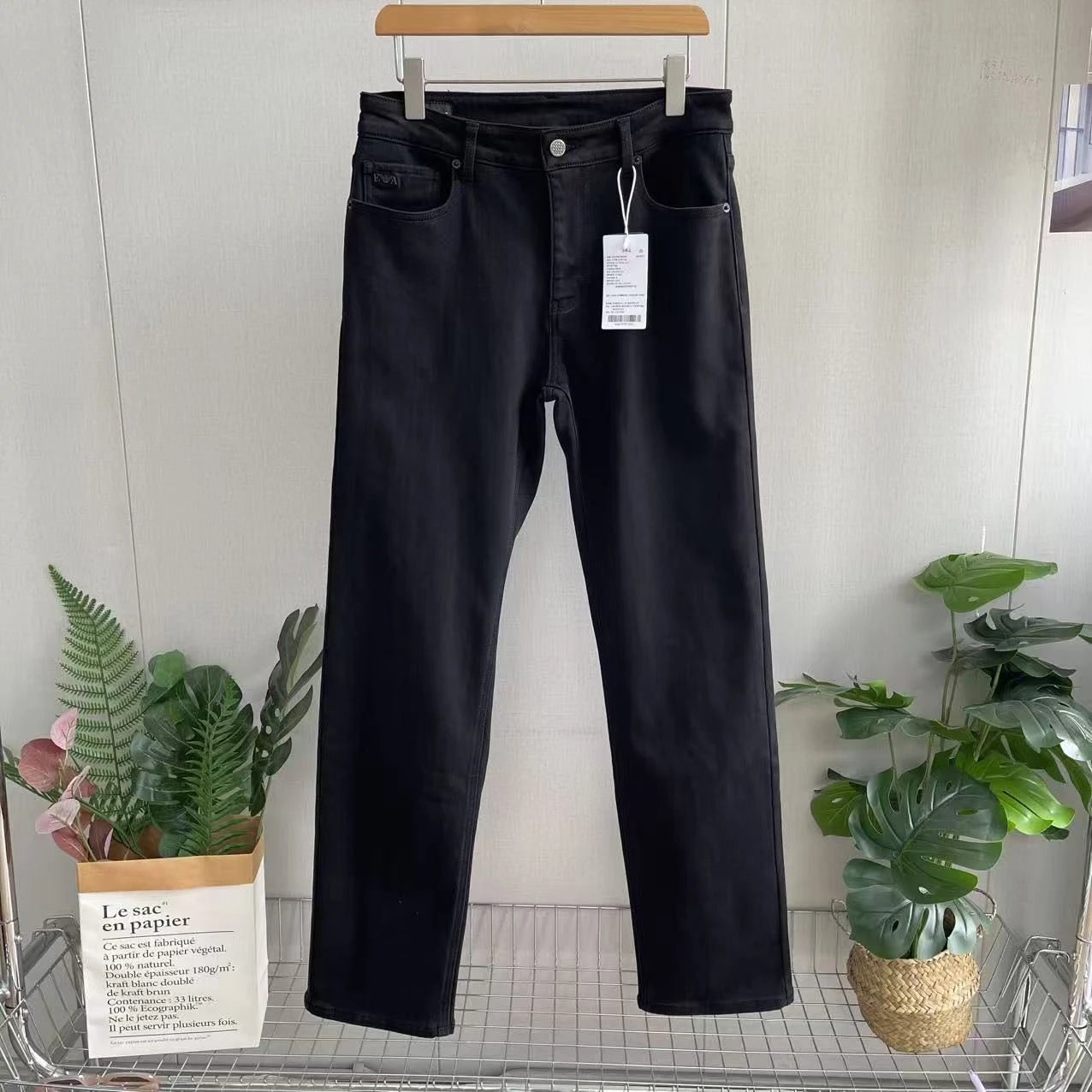 EA Armani Fleece-Lined Jeans Black Gray
