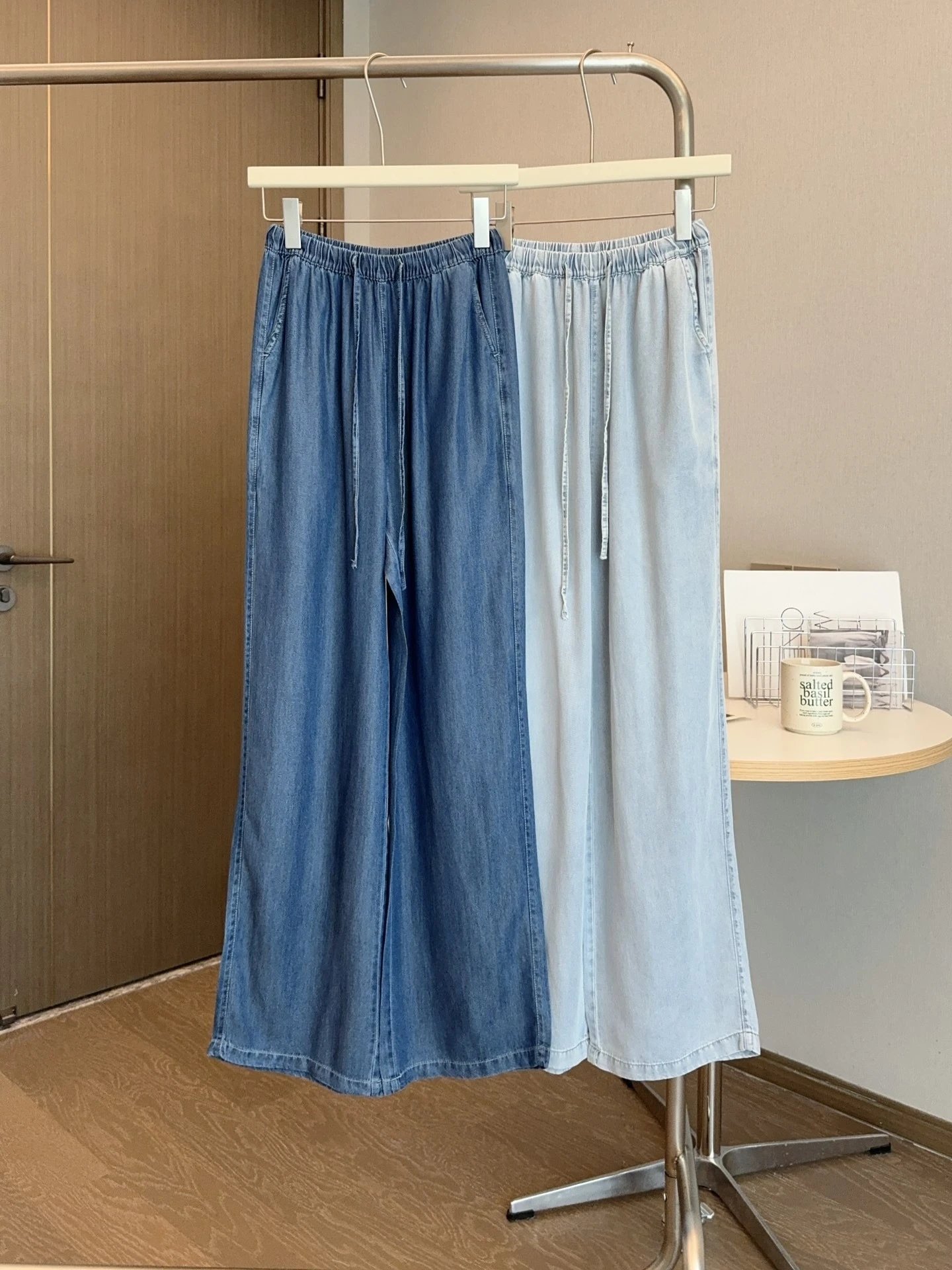100% Tencel Denim Wide-Leg Pants