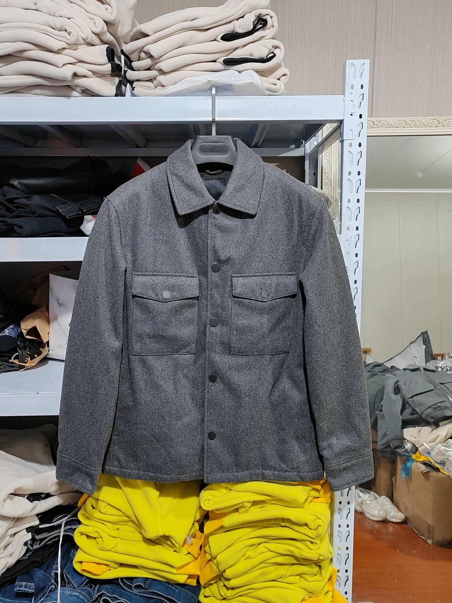HM Wool Blend Quilted Flip Collar Jacket