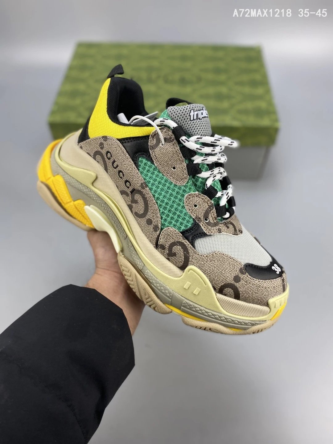 巴黎世家/BALENCIAGA巴黎世家 Balenciaga Triple S 巴黎世家 三代 气垫 水晶底 厚底老爹鞋 巴黎世家新款气垫鞋 组合氮气大底 可视透明水晶气垫