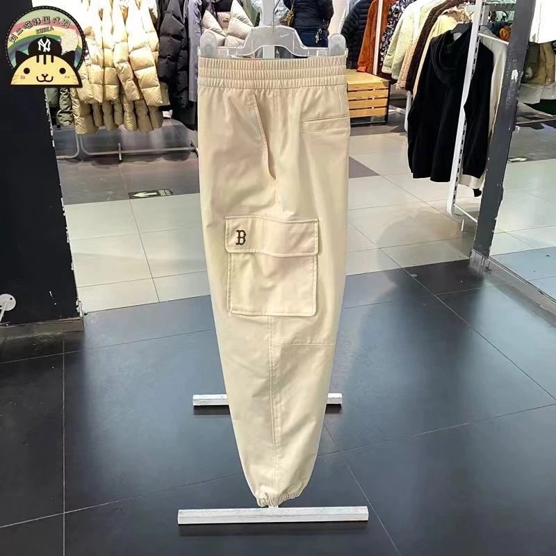 Embroidered MLB New York Yankees Cargo Pants for Men - NY Casual Cargo Pants for Young Men, 3AWPB0541-1549-068, Fabric: Nylon, Black, Khaki, Military Green, M-3XL