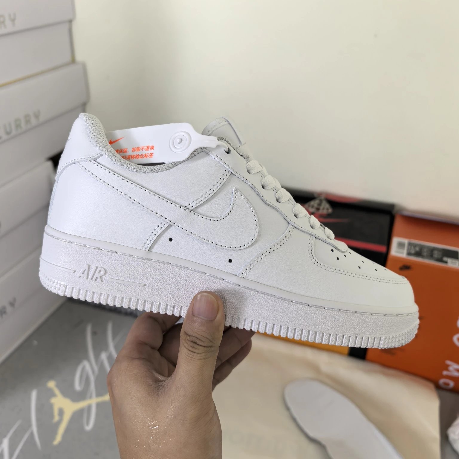 Directly cut open AF1 Air Force One full head cowhide purple light computerized vehicle midsole steel seal full palm air cushion pure white